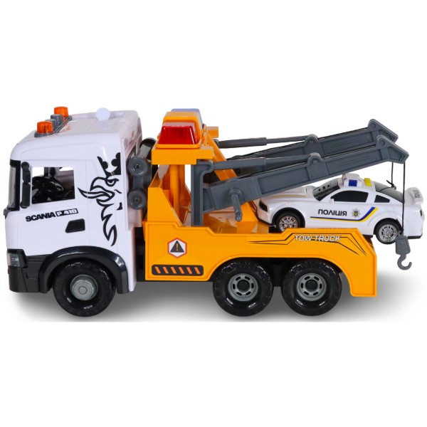 Фото - Наземная спецтехника TechnoDrive Mid Truck – ЭВАКУАТОР SCANIA С МАШИНОЙ ПОЛИЦИИ (свет, звук) (3004KS)